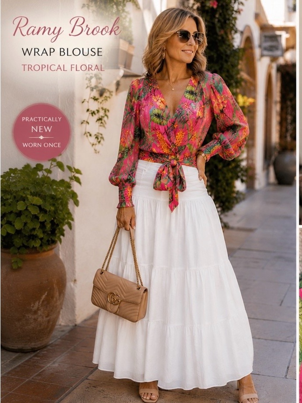 Ramy Brook Tropical Wrap Blouse – Pink Floral Print | Resort | Vacation Style